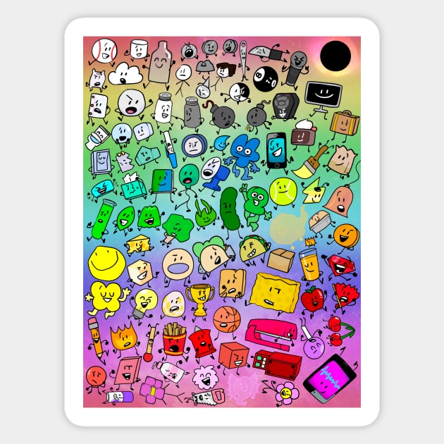 BFDI Inanimate Insanity All Characters (Rainbow) Sticker by MsBonnie